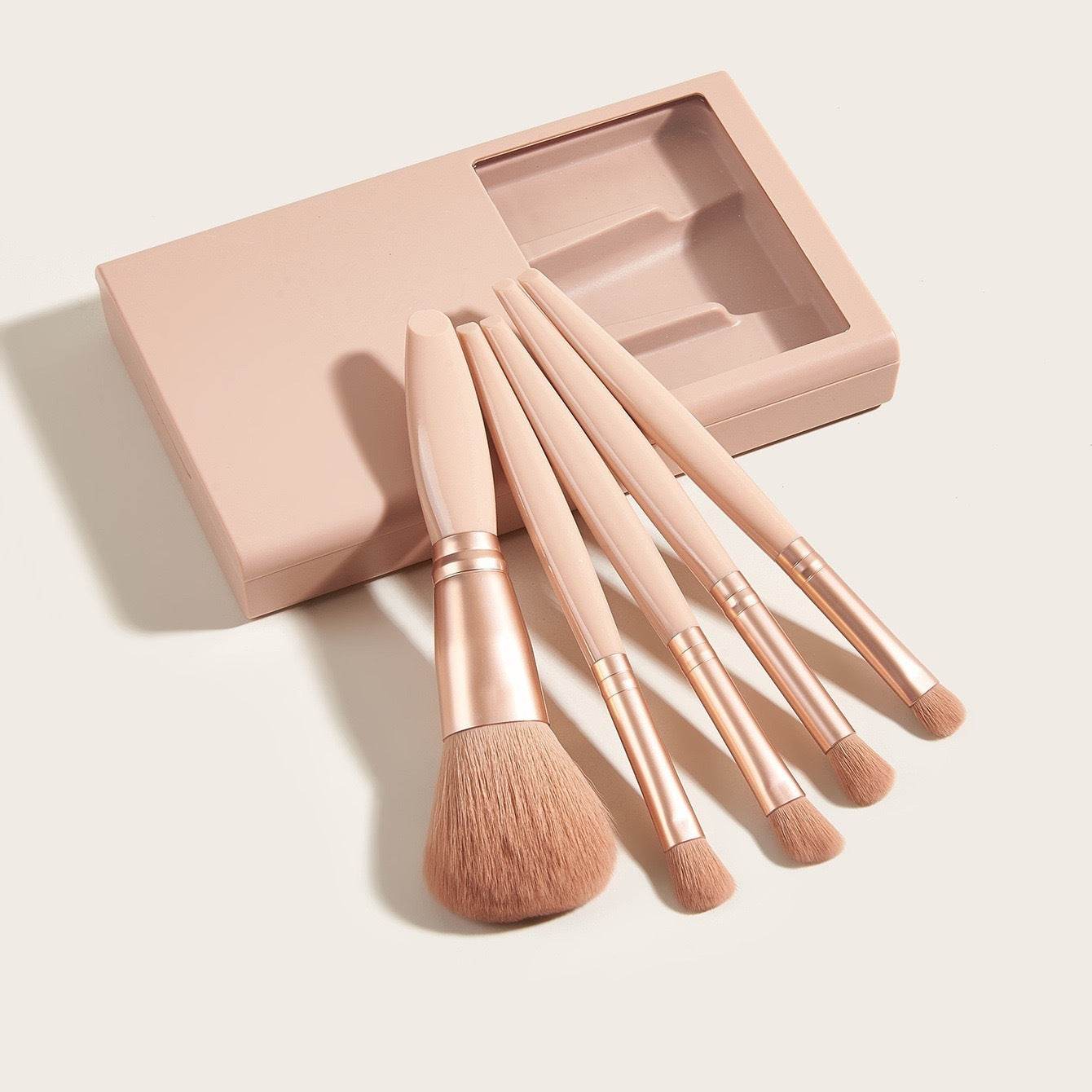 5 PCs Travel Makeup Brush Set with Mirror - Portable Beauty Essentials 2025 - Buy Center