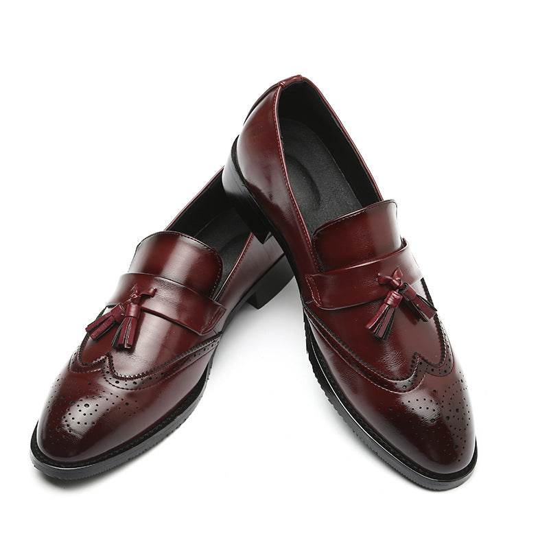 Stylish Casual Brogue Leather Shoes for Men - Fringed Design, Flat Heel - Buy Center