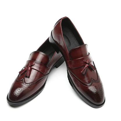 Stylish Casual Brogue Leather Shoes for Men - Fringed Design, Flat Heel - Buy Center