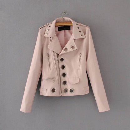 Buycenter Ladies Fashion PU Leather Jacket - Hollow Design, Urban Style - Buy Center