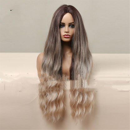 Medium Brown Gradient Blonde Long Curly Wig - Lightweight & Glamorous - Buy Center