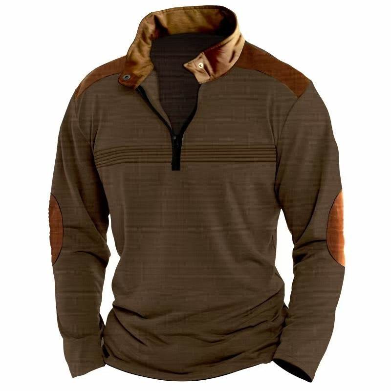 Men's Long Sleeve Polo Shirt with Zipper - Stylish & Comfortable in Multiple Colors - Buy Center
