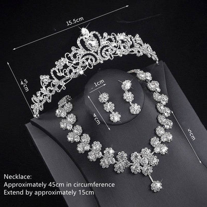Buy Center Elegant Bride Necklace & Earrings Set - Three Piece Jewelry - Buy Center