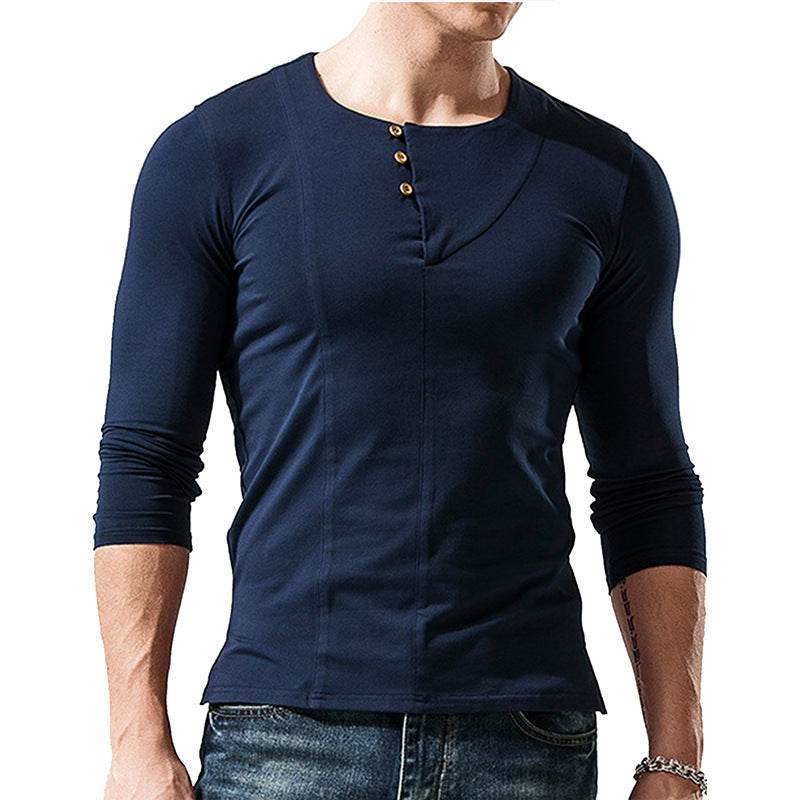 Buycenter Men's Long-Sleeved T-Shirt - Stylish Round Neck, 5 Colors - Buy Center