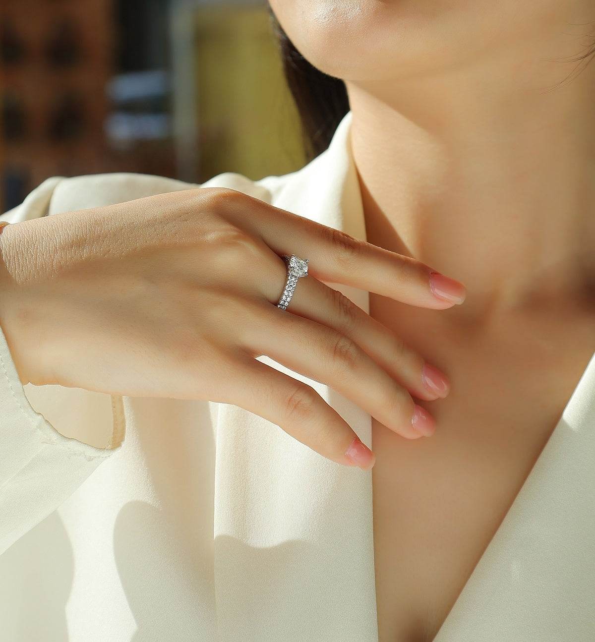 Buycenter Large Moissanite Diamond Rings - Luxury Silver Wedding Set - Buy Center