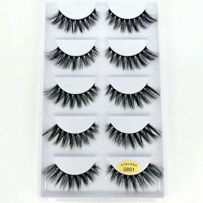 Luxurious 3D Mink Hair False Eyelashes - 5 Pairs for Stunning Volume - Buy Center