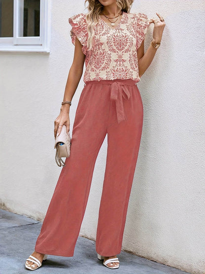 Women's Elegant V-Neck Blouse - Chic Ruffle Sleeve Top for Spring - Buy Center