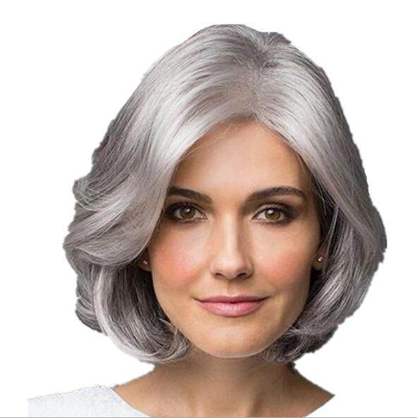 Silver Gray Short Curly Wig - Stylish Bobo Look for Any Occasion - Buy Center