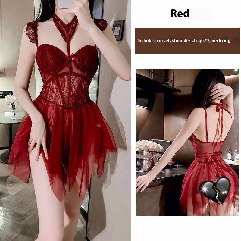 Women's Fishbone Camisole - Wine Red Halter Top with Detachable Straps - Buy Center