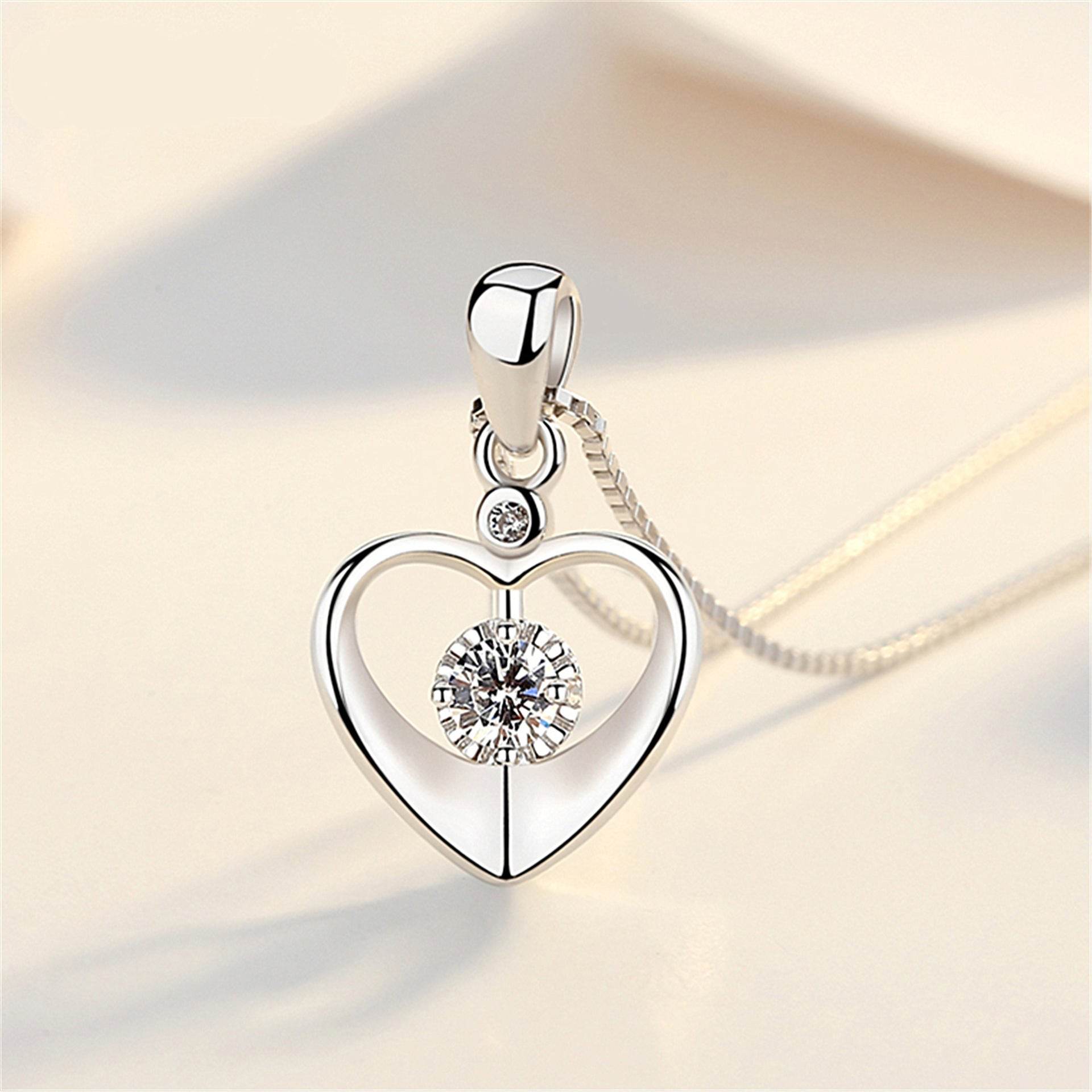 Buy Center Heart Pendant Necklace - Elegant Couple Clavicle Chain - Buy Center