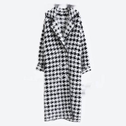 Buycenter Thick Mink Fur Coat for Women - Long Black and White Cardigan - Buy Center