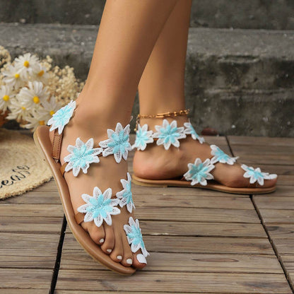Bohemian Flower Roman Sandals - Stylish Ethnic Design for Women 2025 - Buy Center