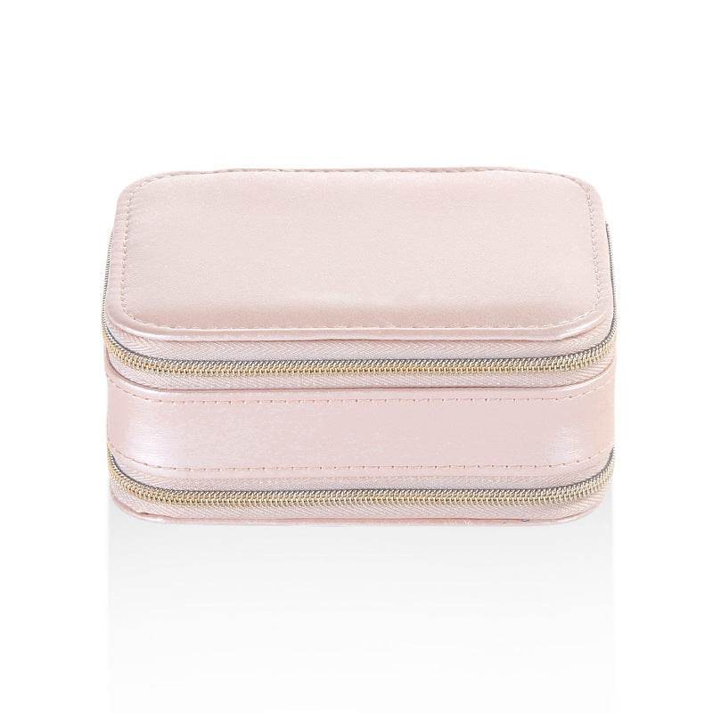 Compact PU Leather Jewelry Box - Stylish Zipper Organizer in Two Colors - Buy Center