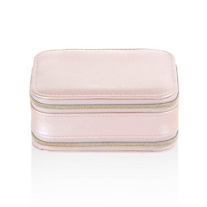 Compact PU Leather Jewelry Box - Stylish Zipper Organizer in Two Colors - Buy Center