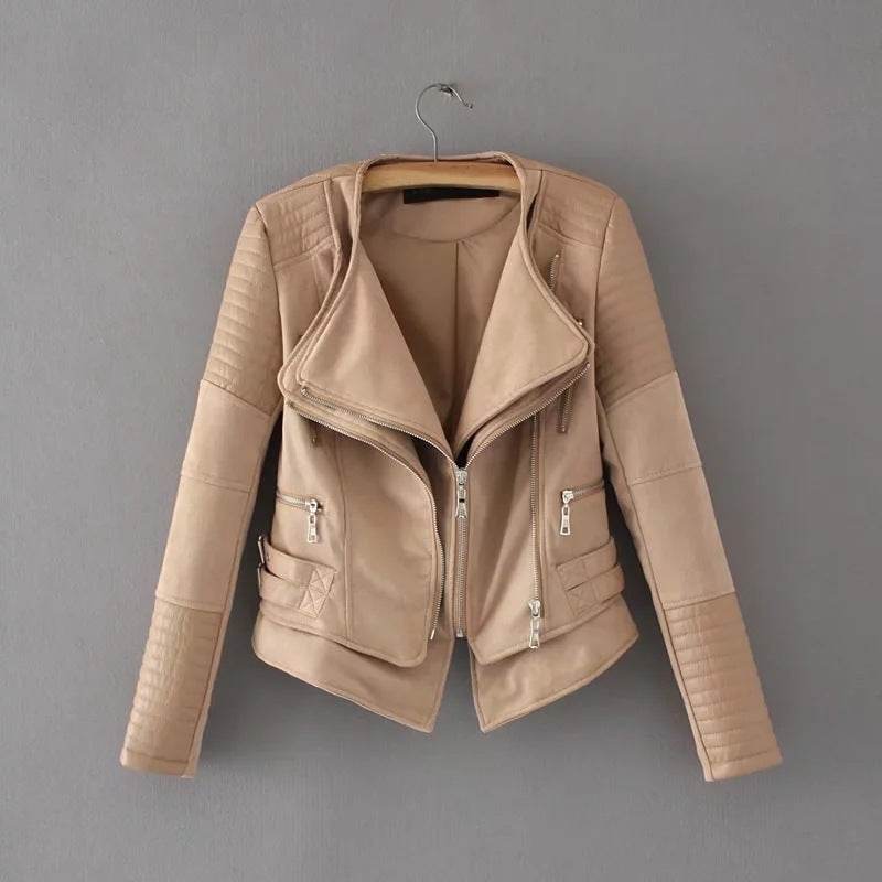 Buycenter Cropped Leather Jacket - Stylish European Design, Imitation Leather - Buy Center
