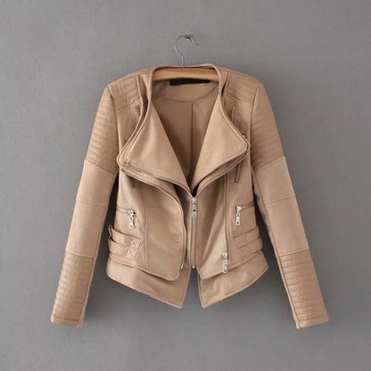 Buycenter Cropped Leather Jacket - Stylish European Design, Imitation Leather - Buy Center