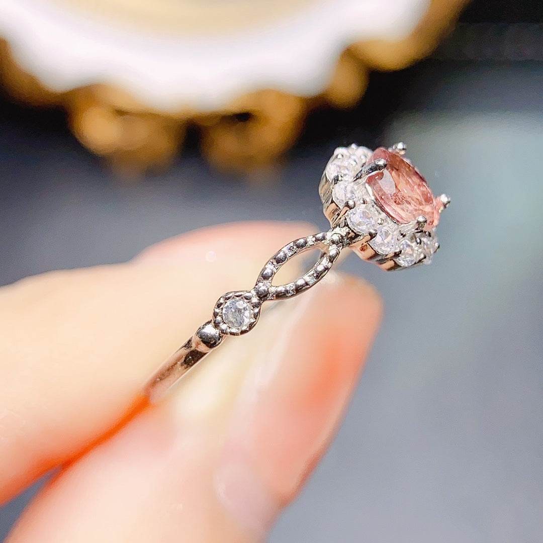 Buycenter Natural Tourmaline Ring - S925 Silver Female Jewelry - Buy Center