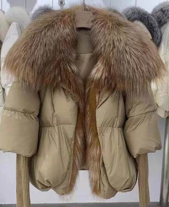 Buycenter Women's White Duck Down Jacket - Temperament Style with Pockets - Buy Center