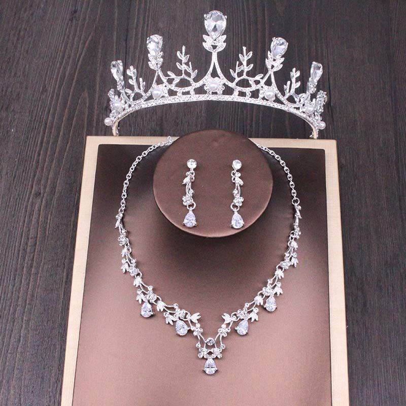Elegant Bridal Rhinestone Crown Necklace Set - Perfect Wedding Jewelry 2025 - Buy Center