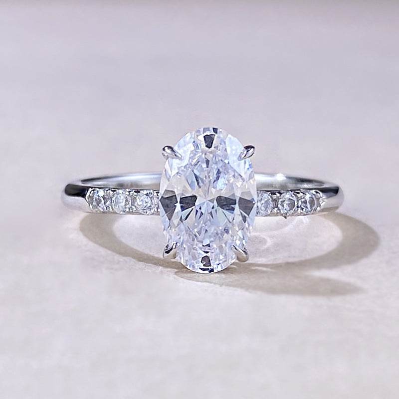 Buycenter S925 Sterling Silver Big Diamond Ring - Minimalist Unisex Design - Buy Center
