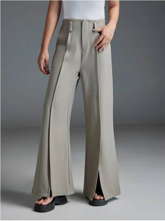 Buycenter Casual Wide Leg Trousers - Flared Pants in Khaki, Gray, Black - Buy Center