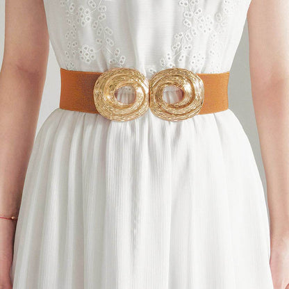 Women's Bohemian Metal Circle Belt - Adjustable Elastic Fashion Accessory - Buy Center
