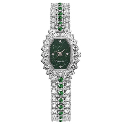Elegant Ladies Diamond Watch - Starry Emerald Quartz Fashion Timepiece - Buy Center