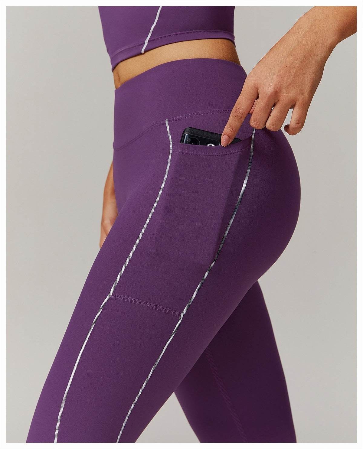 Buycenter High Waist Yoga Pants - Contrast Color, Pocket Design for Women - Buy Center