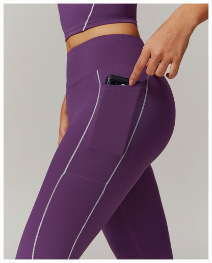 Buycenter High Waist Yoga Pants - Contrast Color, Pocket Design for Women - Buy Center