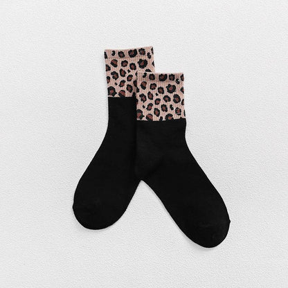 Mid-Calf Leopard Print Socks for Women - Stylish Cotton Comfort 2025 - Buy Center