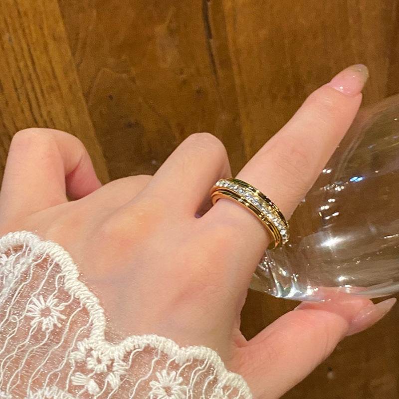 Starry Ring for Women - Luxury Rotatable Titanium Steel in Silver & Gold - Buy Center