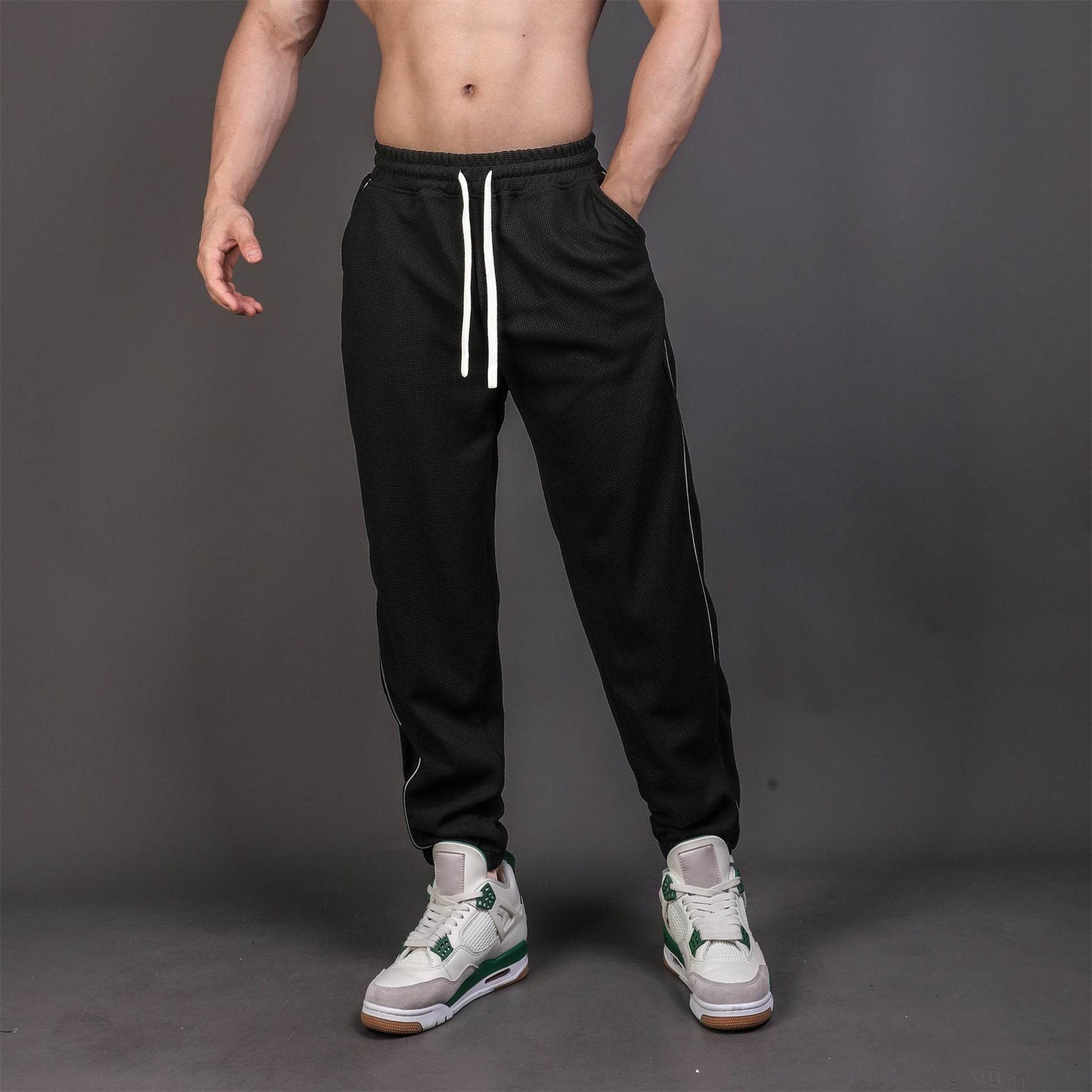 Reflective Slim Fit Running Pants for Men - Stylish Sports Sweatpants - Buy Center