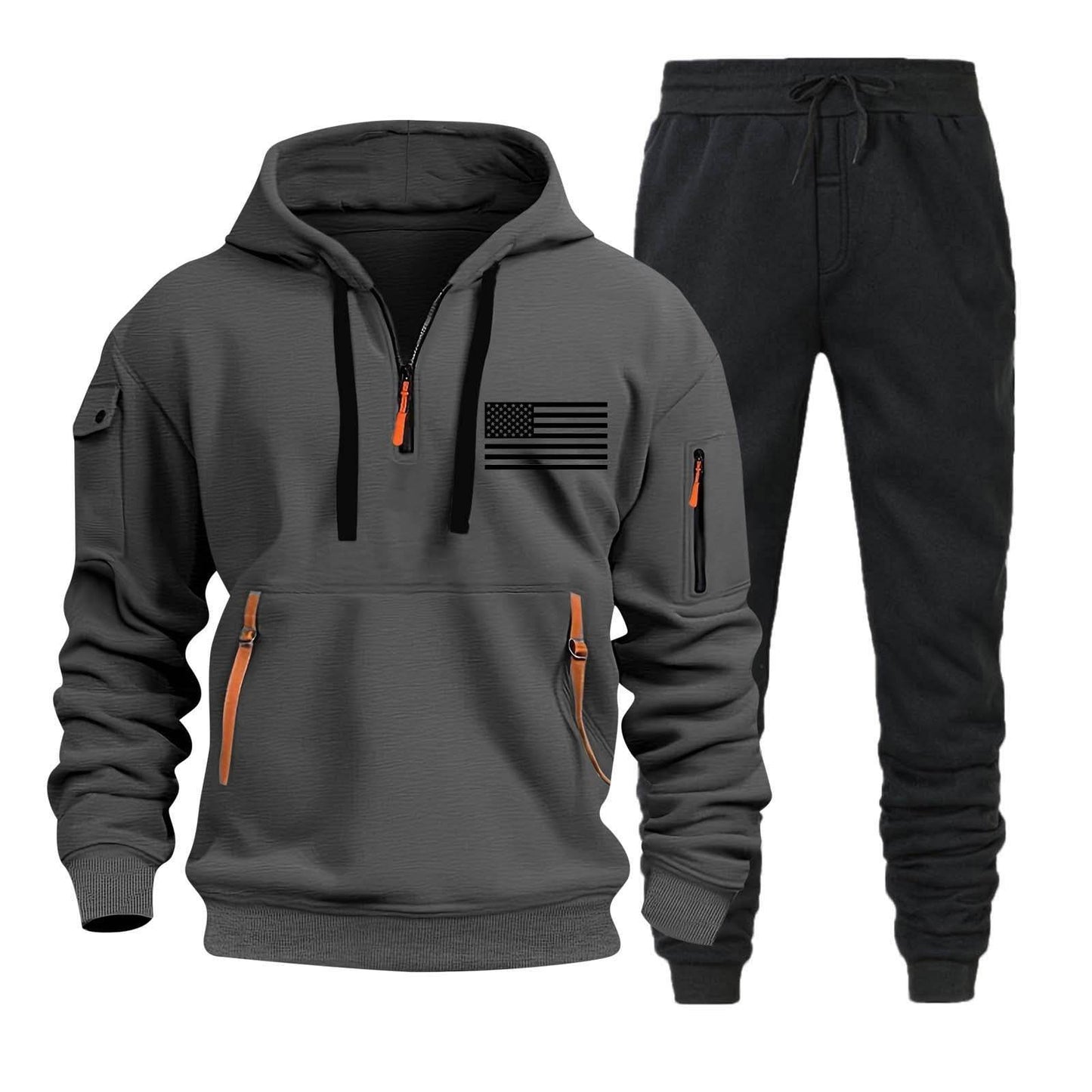 Autumn Winter Multi-Pocket Hoodie Suit - Stylish Sportswear for Men - Buy Center