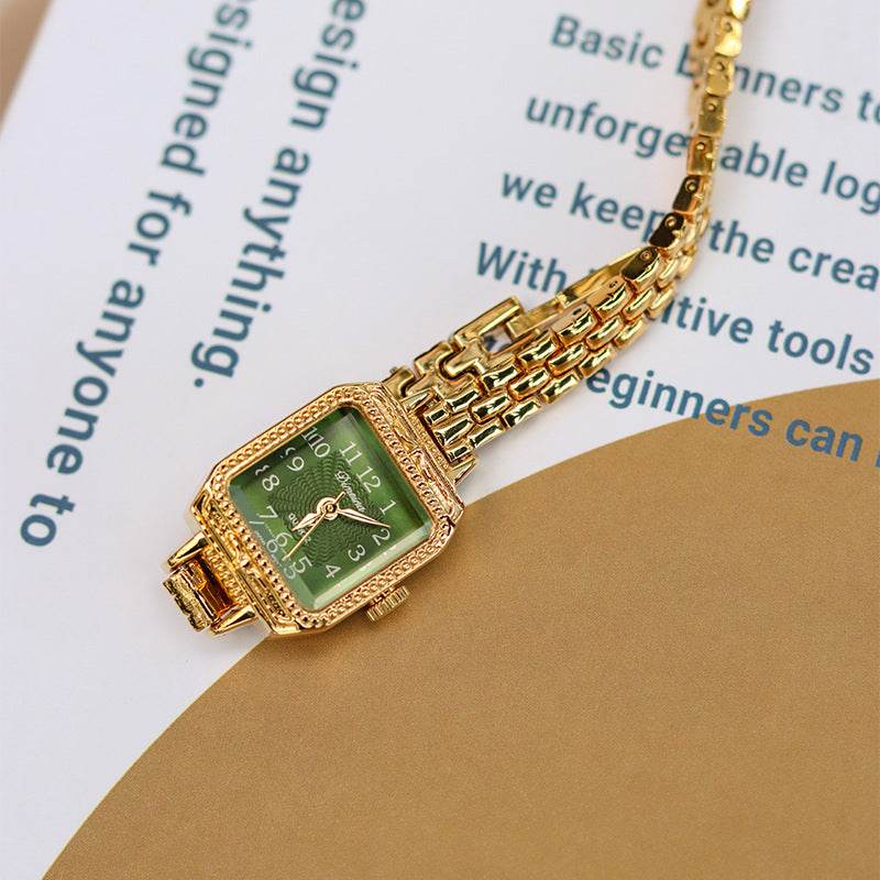 Women's Square Copper Strips Watch - Elegant Green Dial, Lightweight Design - Buy Center