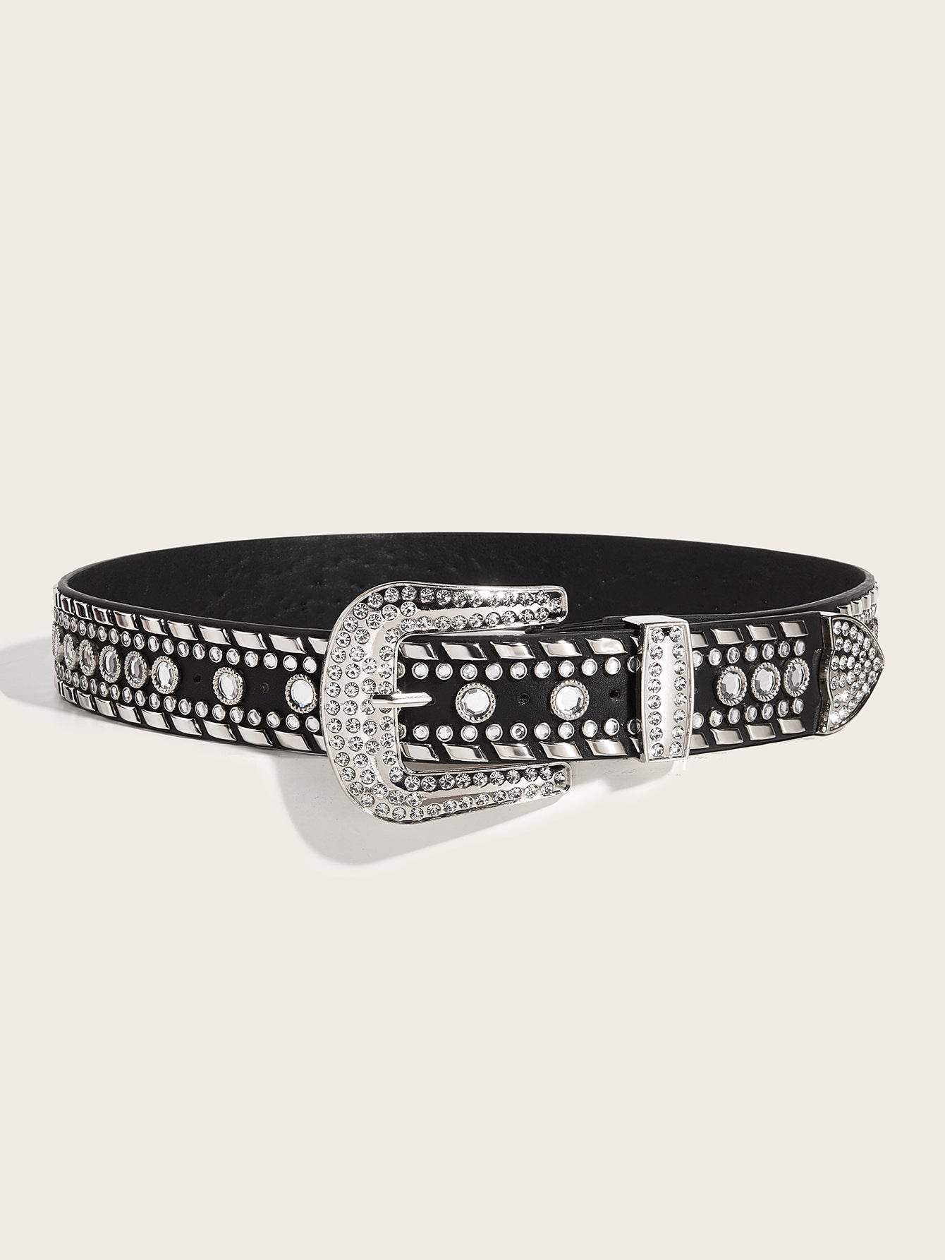 Punk Rhinestone Rivet Y2K Fashion Belt - Stylish PU Leather, Alloy Buckle - Buy Center