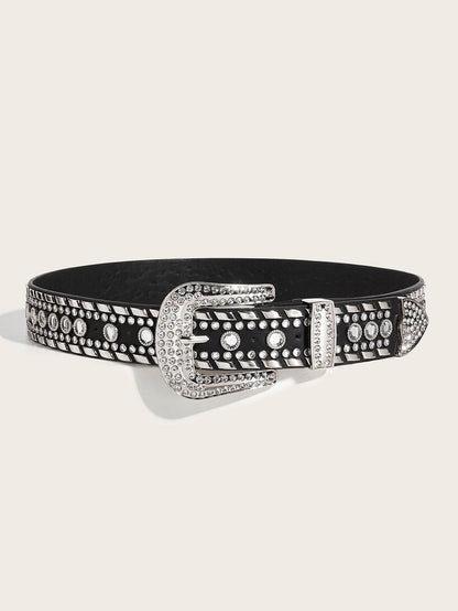 Punk Rhinestone Rivet Y2K Fashion Belt - Stylish PU Leather, Alloy Buckle - Buy Center