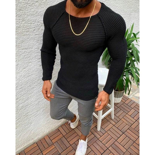 Buycenter Men's Crew Neck Pullover Sweater - Slim Fit Casual Knitwear - Buy Center