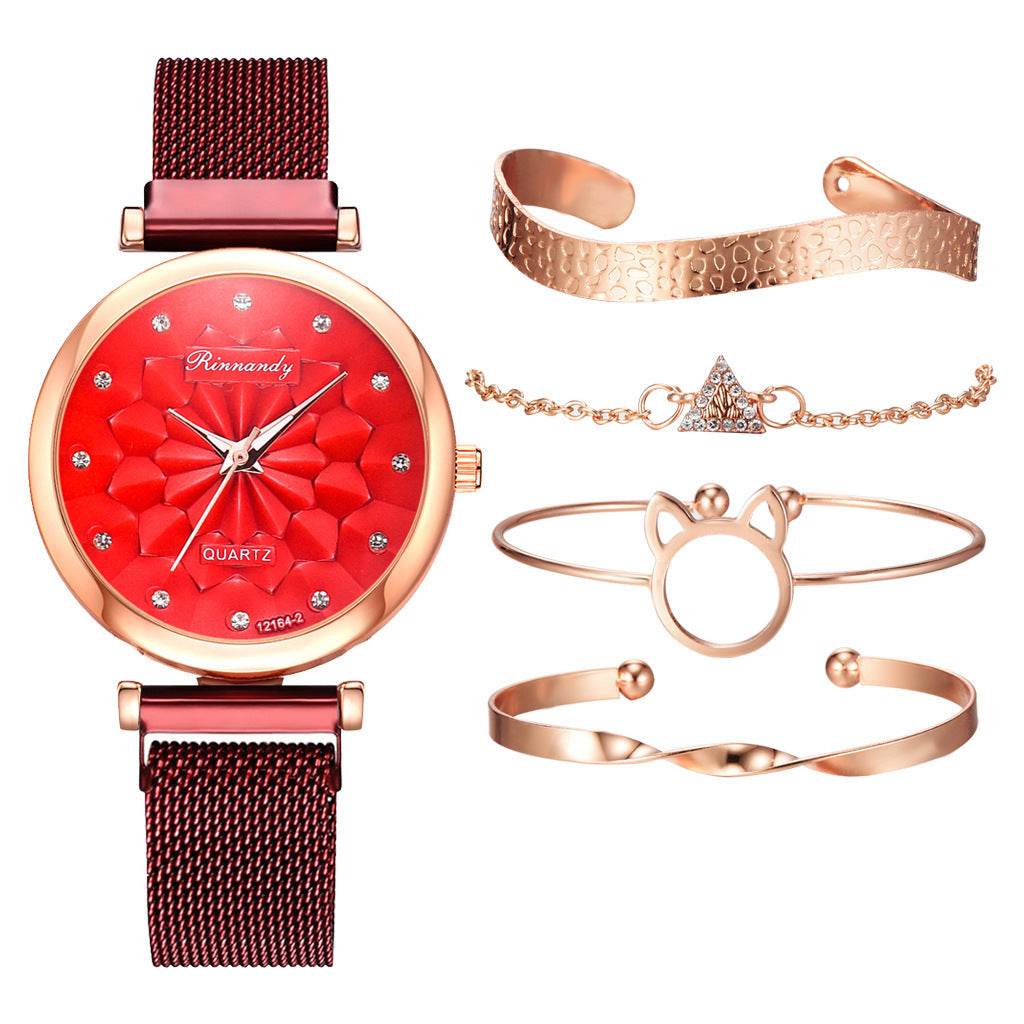 Women's Milan Mesh Strap Watch - Elegant with 4 Colorful Bracelets - Buy Center