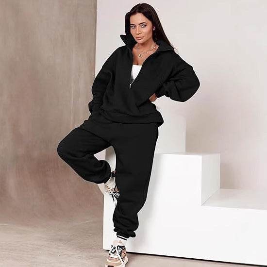 Buycenter Long Sleeve Half Zip Hoodie - Fleece-Lined Sports Cardigan - Buy Center