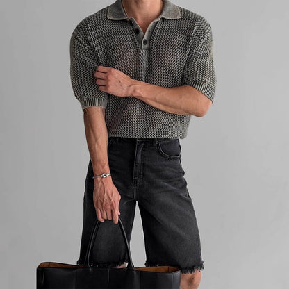 Honeycomb Hollow Short-Sleeved Polo Shirt - Summer Pullover for Men - Buy Center