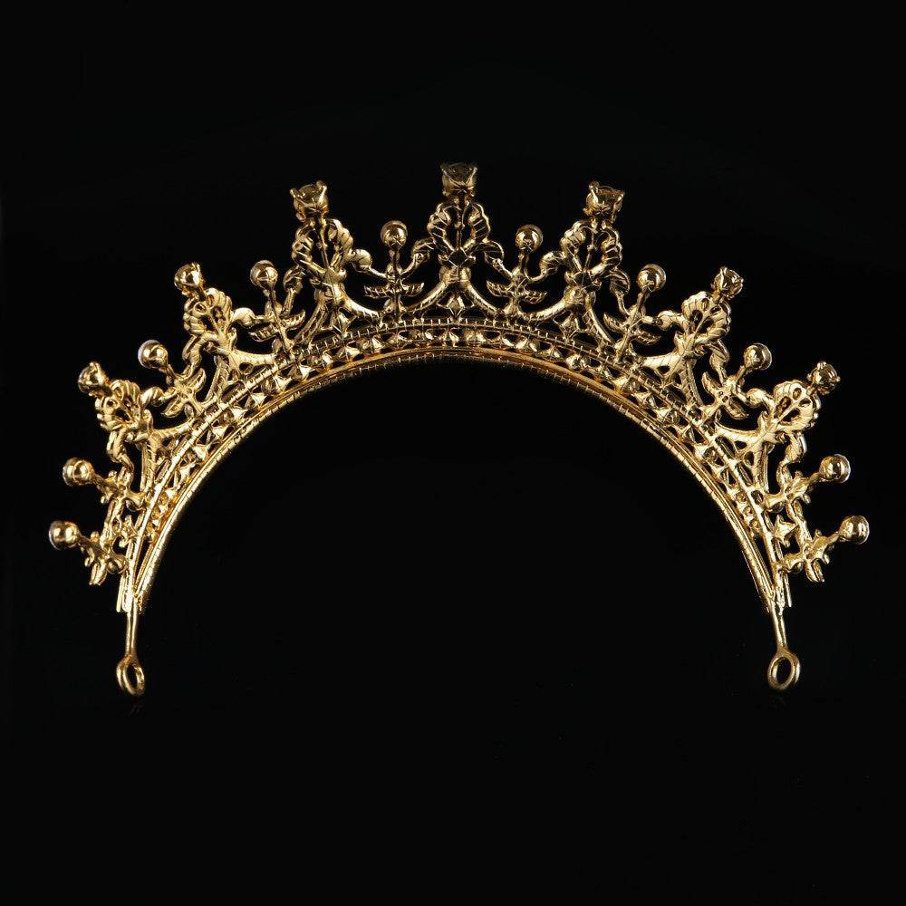 Elegant Gold & White Bridal Crown - Queen Headdress for Modern Brides - Buy Center