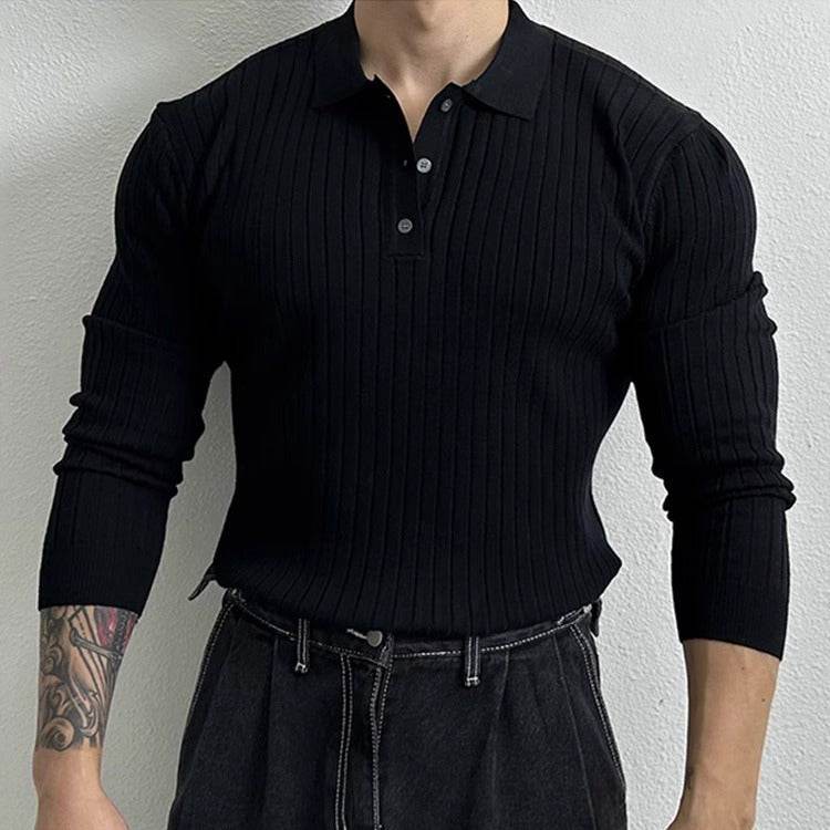 Buycenter Slim-fit Long-sleeved Polo Shirt - Casual Half Zipper Sweater - Buy Center