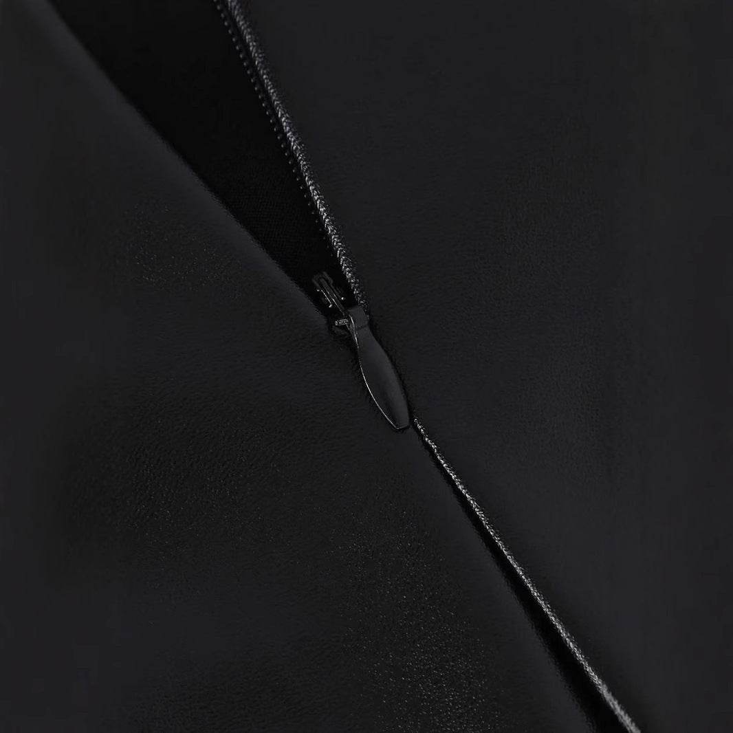 Buycenter High Waist Split Leather Skirt - Stylish Black Midi Skirt - Buy Center