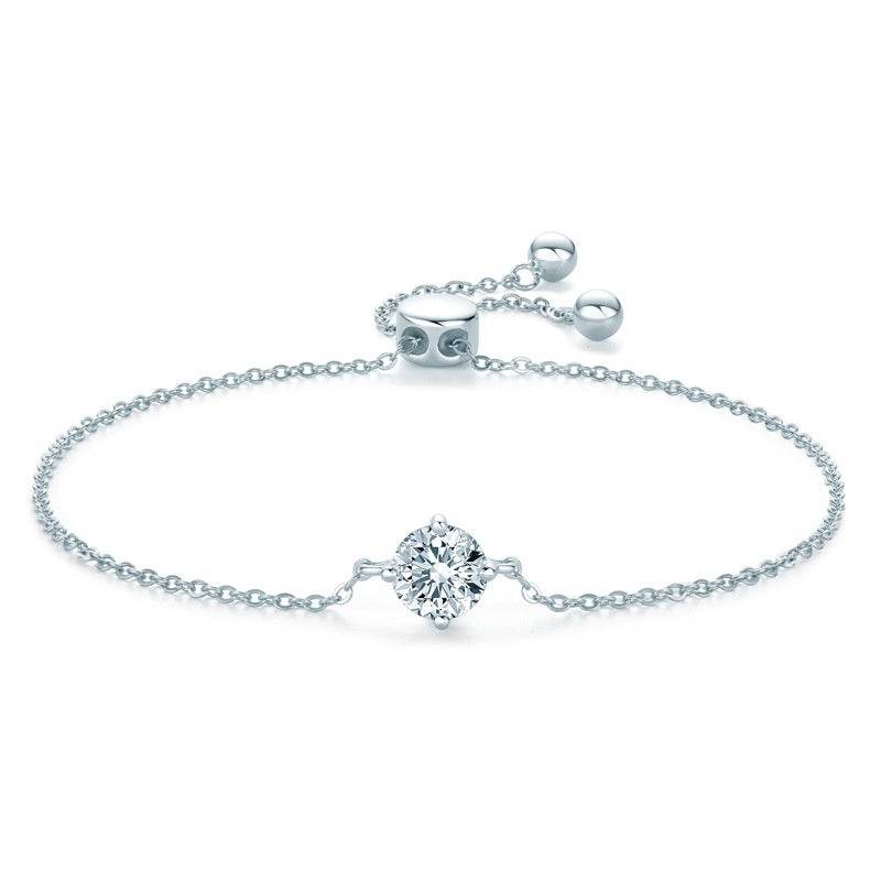 Buy Center Classic Moissanite Bracelet - Elegant 925 Silver Four-Claw Design - Buy Center