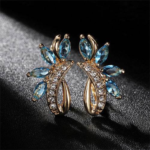 Elegant Water Drop Flower Earrings - Green Zircon Copper Jewelry - Buy Center