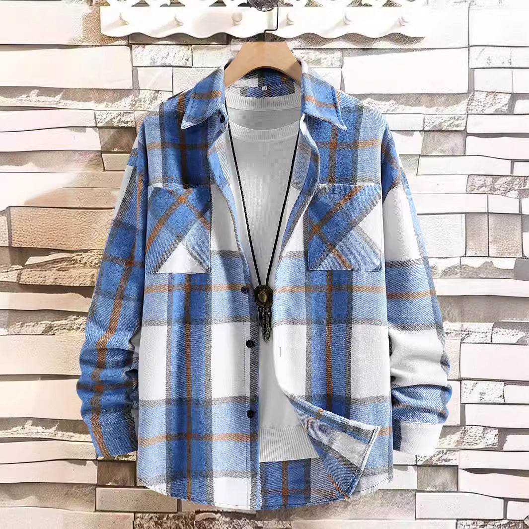 Buycenter Men's Autumn Plaid Coat - Trendy Loose Fit Blazer for Fall - Buy Center