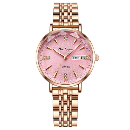 Stylish Women's Quartz Watch - Waterproof Design & Double Calendar Feature - Buy Center