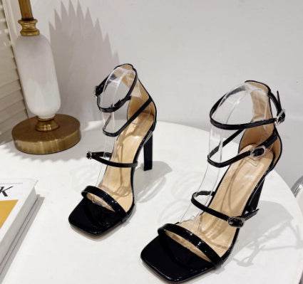 Stylish Hollow High Heel Sandals - Square Toe Buckle Pumps for Women - Buy Center