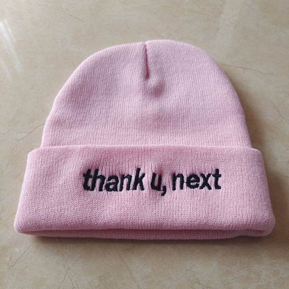 Thank U, Next Embroidery Knitted Hat - Warm Fashion for Men & Women - Buy Center
