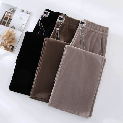 Loose Slimming Wide Leg Pants - Luxurious European Cotton Velvet Style - Buy Center